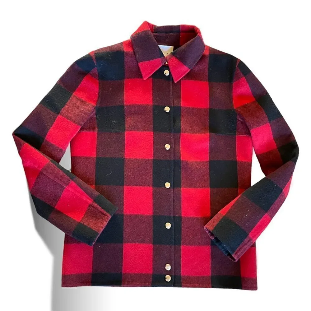 CELINE Wool/Cashmere Red & Black Plaid Jacket |Size: 40| - Picture 8 of 10